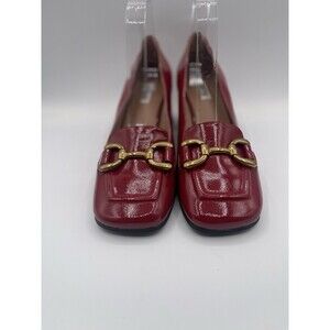 Anthropologie Bibi Lou Pumps Shoe Valencia Red Patent Leather Preppy Size 42